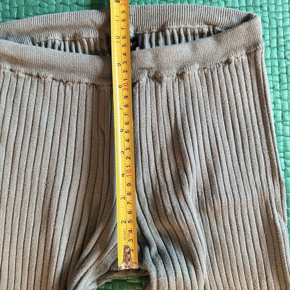 Vintage FOREVER 21 Ribbed Knit Rayon Flared Leggings M Teal Blue Pull On Y2K EUC - Picture 6 of 15